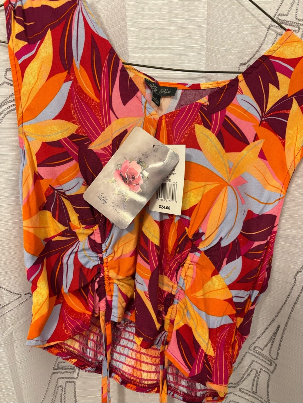 BohoLily Rose Multicolor Tropical Ruched Front Camisole